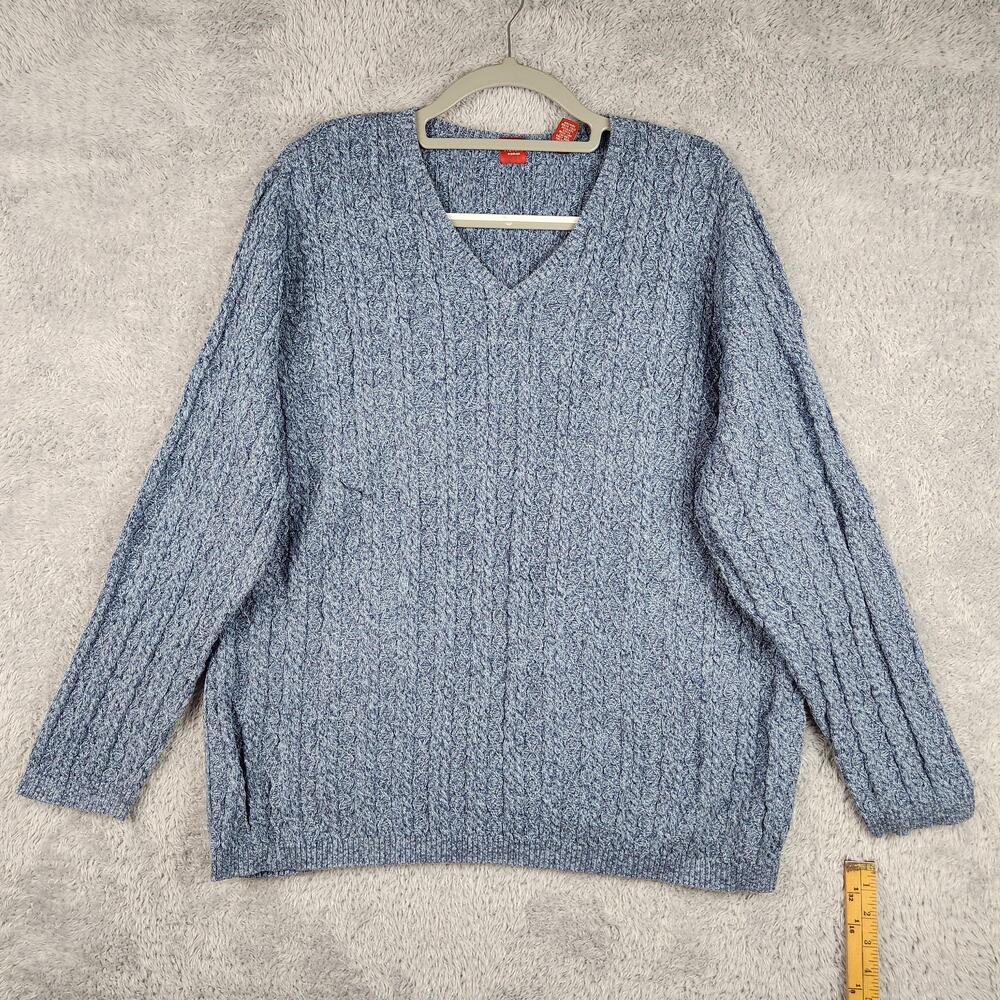Valerie Stevens Sweater Womens 2X Blue Cable Fisherman Knit Pullover Plus Size